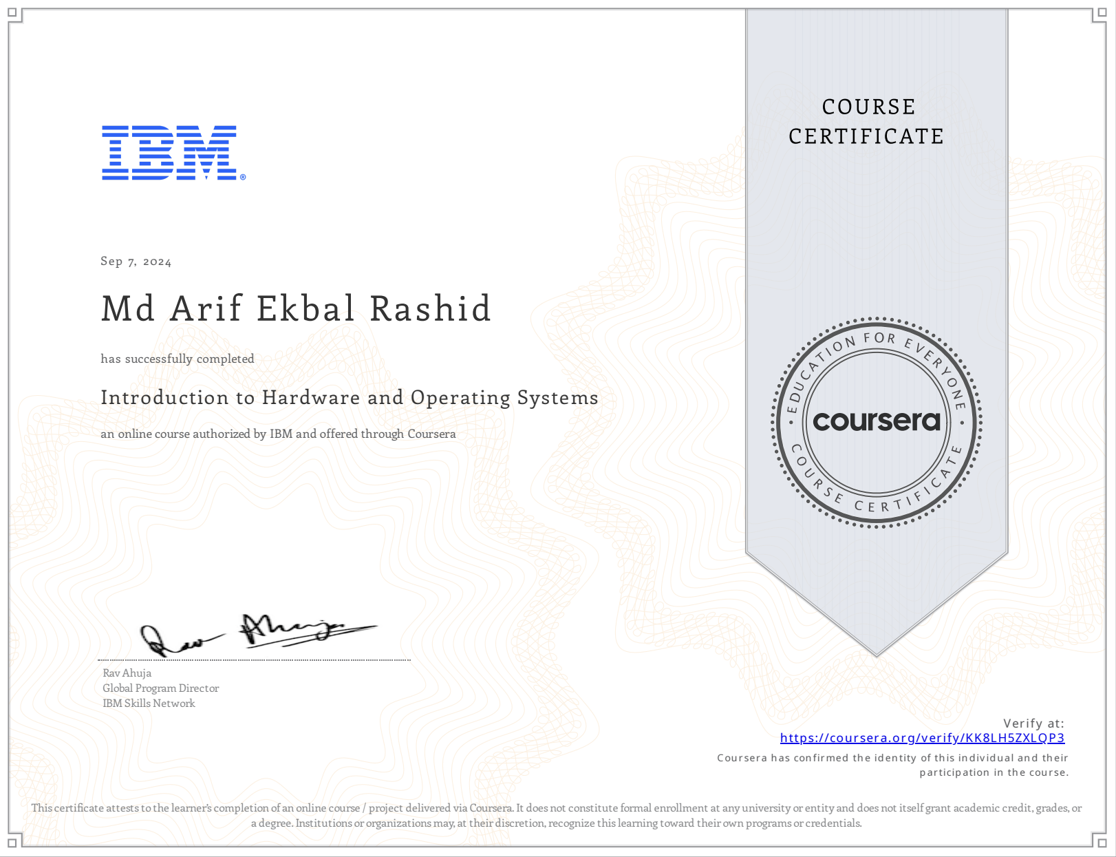 OS Certificate